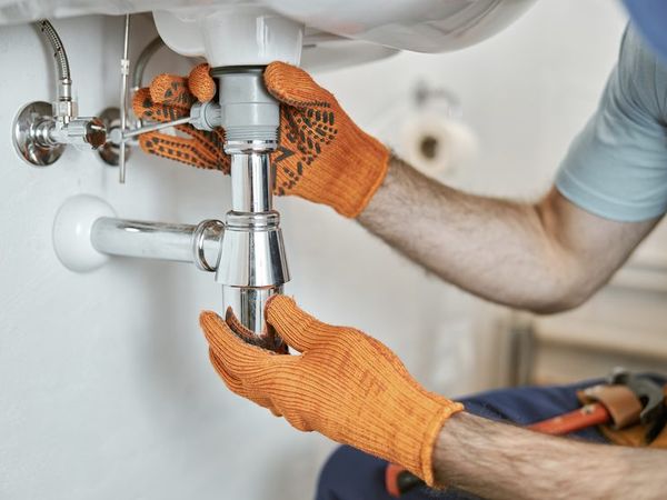 Réparation d'une fuite sous un lavabo